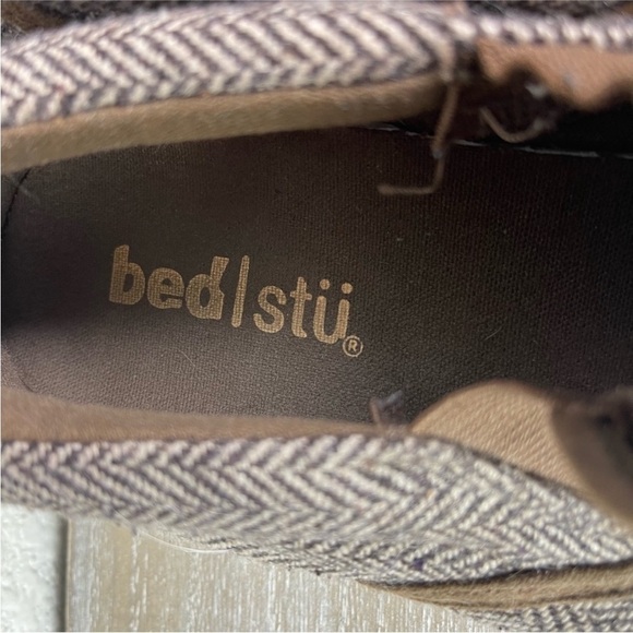 Bed Stu Slide On Sneakers Herringbone Brown Tan Skate Academia 8.5 - Picture 3 of 8